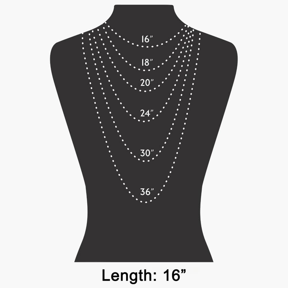 Black mannequin with necklaces of different lengths on a white background