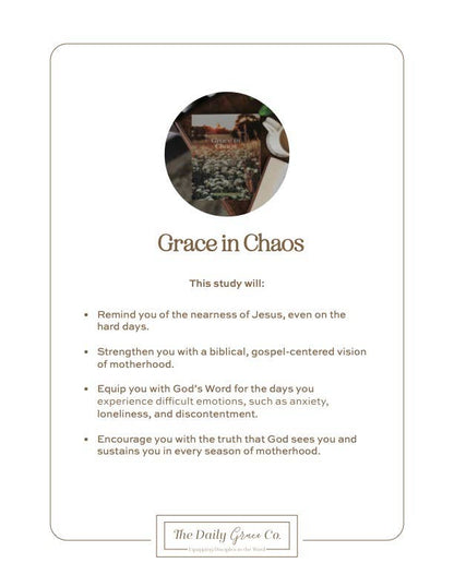 Promotional graphic for 'Grace in Chaos' study by The Daily Grace Co.