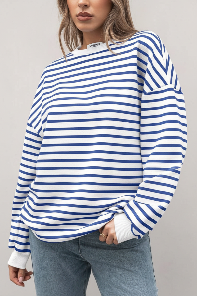 Striped Crewneck - Worn Shot Blue